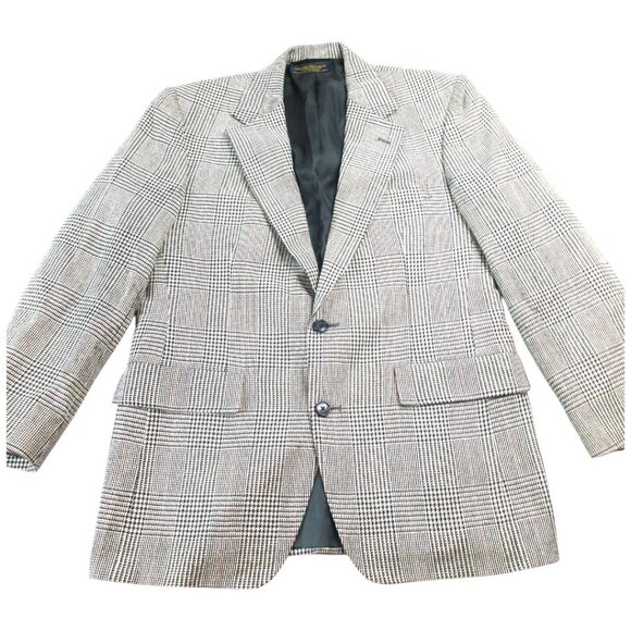 Brooks Brothers Blazer Jacket Mens Gray Houndstooth Plaid Formal Single Breasted - Picture 1 of 10
